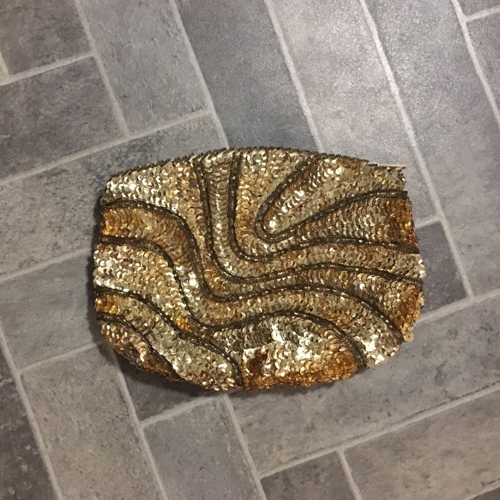 Vintage sequin clutch or makeup bag